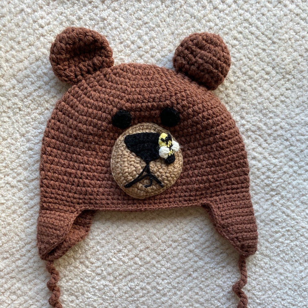 Custom knit bear beanie